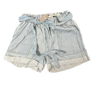 Aerie Women's Light Chambray Paperbag Belted Shorts Size XS